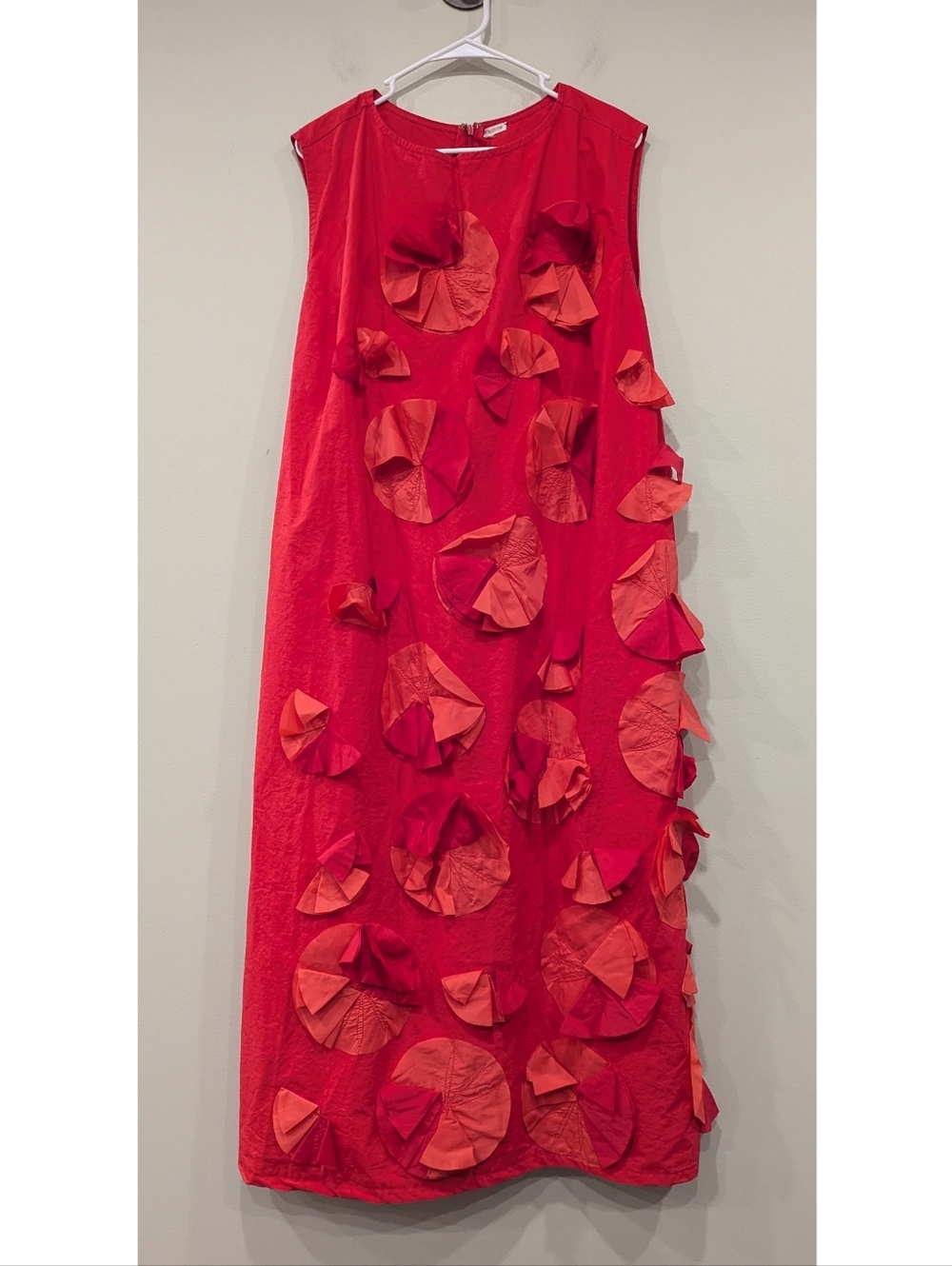 Frances Valentine Poplin Origami Flower Boatneck Sleeveless Midi Dress XL - Picture 2 of 8